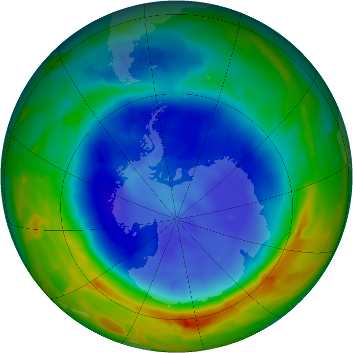 Antarctic ozone map for 06 September 2012